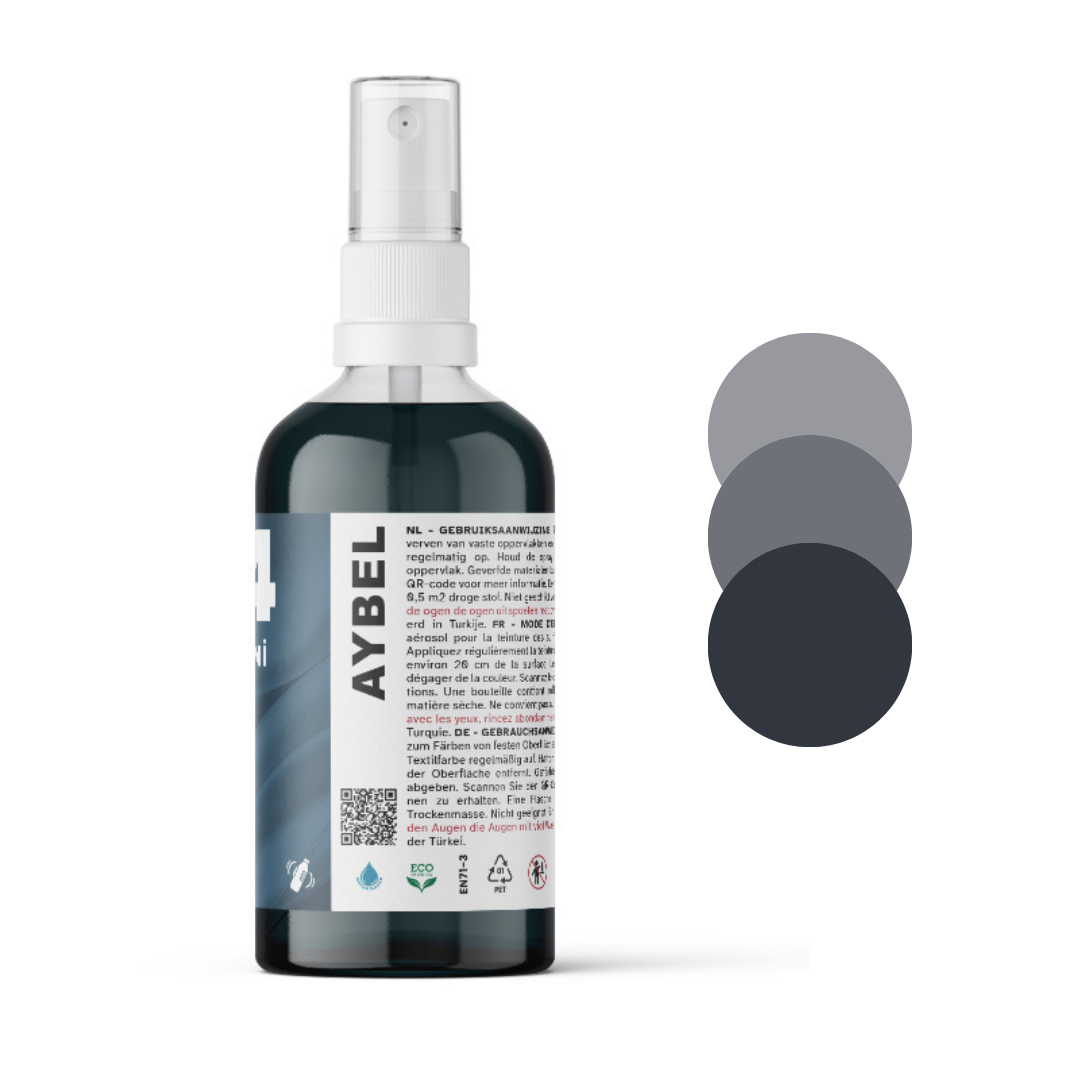 Anthrazitfarbenes Textilfarbspray